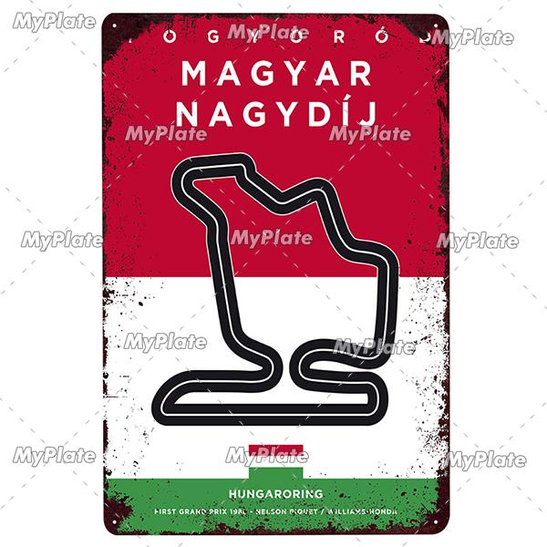 Racing Track Metal Sign Vintage Plaque Sercive Tin Sign Wall Decor For Garage Race Car Plate Crafts Poster F1 Game Custom