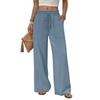 Women's High Waist Wide Leg Pants with Pockets Drawstring Loose Fit for Beach Vacation Casual