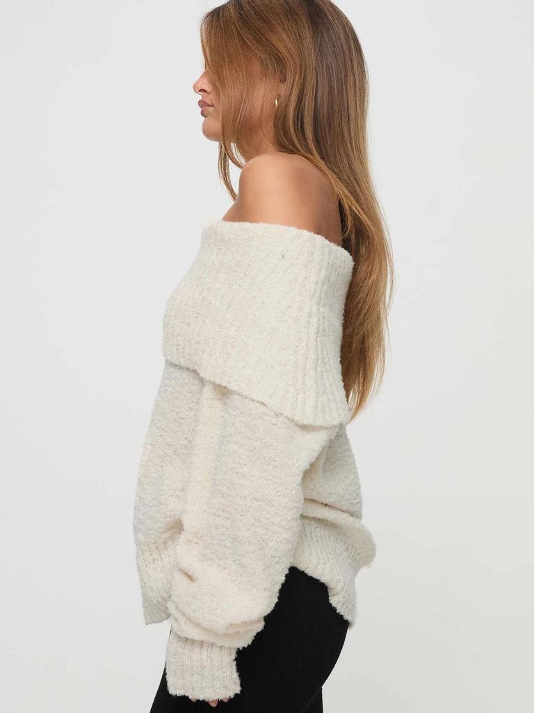 Yuehe 2026 Trendy European & American One-Shoulder Loose Knit Women's Sweater