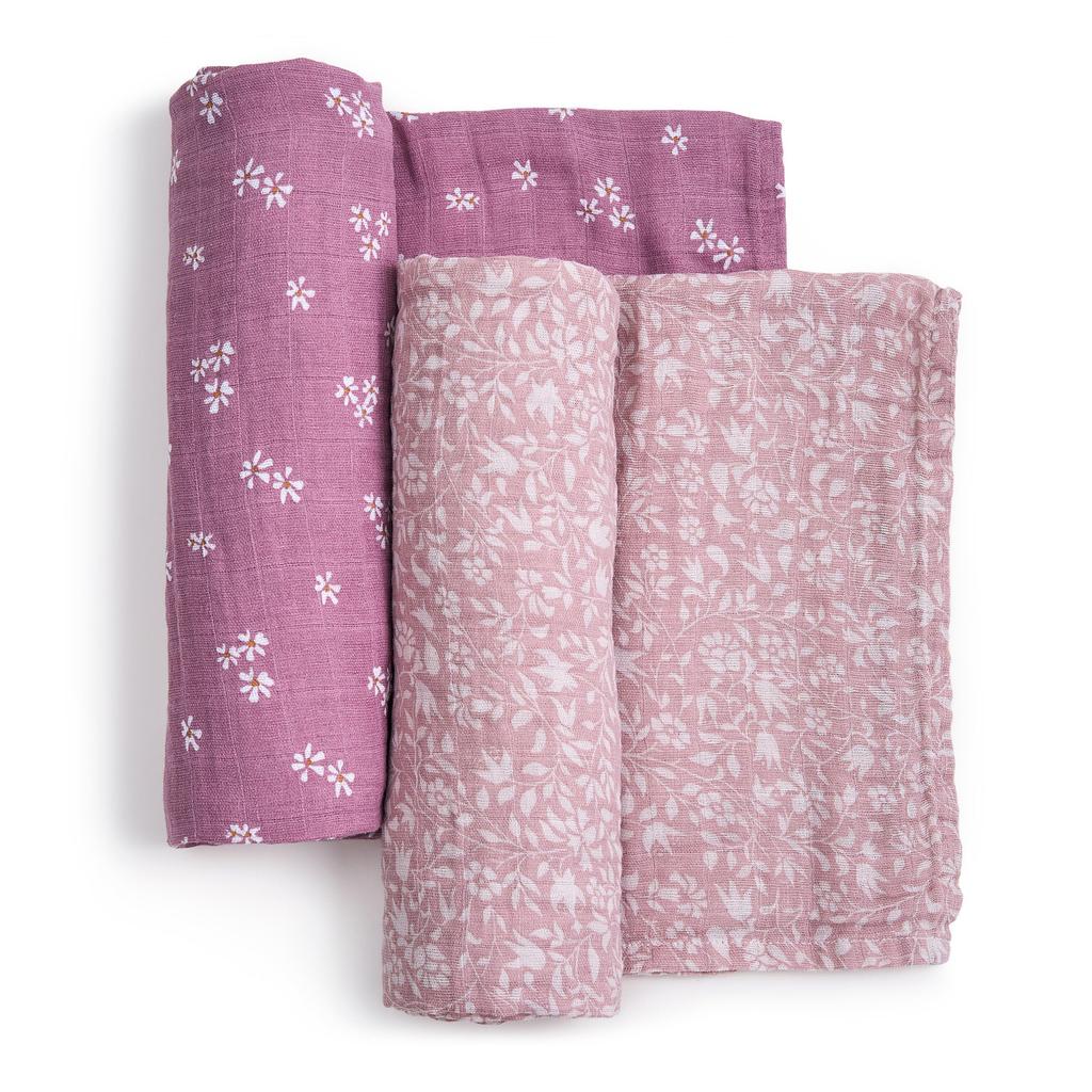 Aiden und Anay Authentisches japanisches Wickeltuch aus Bio-Baumwolle, 2er-Pack, Babygeschenke, Heritage Floral, Heritage Floral, Bio-Wickeltücher ASWO20011