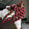 DIY Knitted Rose Flower Blanket Lovely Floral Throw Perfectly for Living Room Bedroom Decoration and Mother's Day Gift