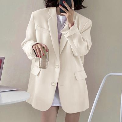 Women Blazer Coat Casual Lapel Long Sleeves Suit Jacket Elegant Office Lady Cardigan Coat