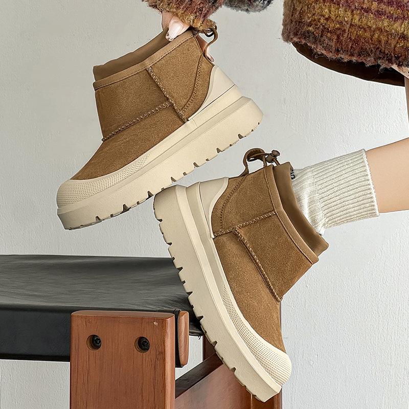 Autumn and winter snow boots heighten platform couple shoes fleece warm platform short boots tide