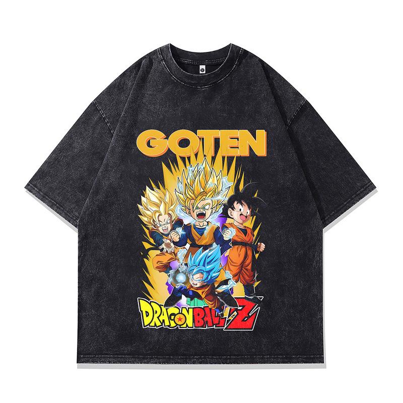 

Summer Men S New Japanese Dark Wind Animation Printing T-Shirt Retro Washed Cotton Short-Sleeved Vintage T-Shirt XXL
