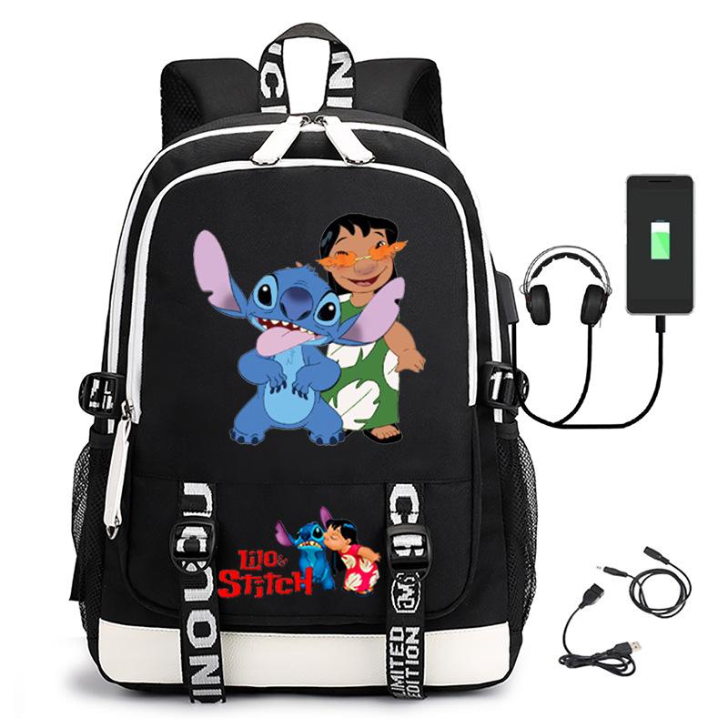 Large Capacity Backpack Printed Student USB School Bag