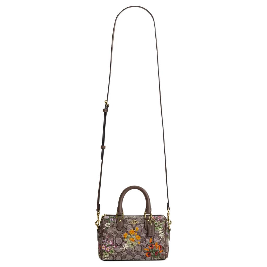 Coach Rowan 18 Signature Jacquard Floral Geprägte Boston Tasche Damen Handtaschen Braun CDY31-IMPU7