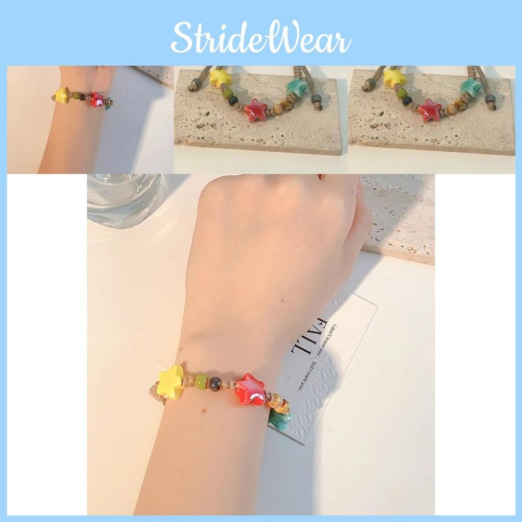 Unique Pastel Color Ceramic Beaded Bracelet With Star Designs Women For