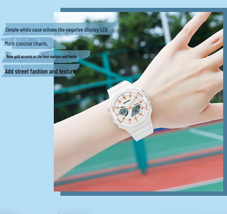 Sanda Dual Display Koreanischer Stil Wasserdicht Multifunktionale Studentenuhr