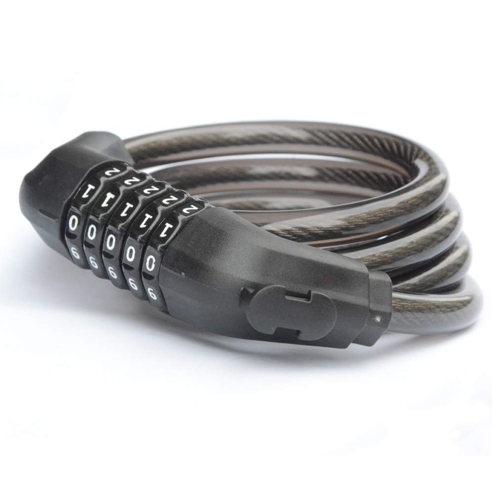 ZHEGE Bicycle Wire 1200mm 12mm Japanese Instruction Manual Included Lock, Lock, 5-Digit Combination, Long, Cross-Section Diameter, Anti-Theft, (Black)