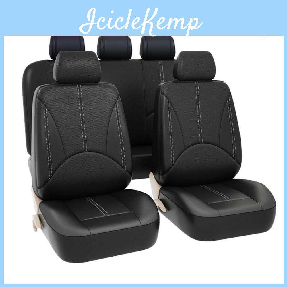 Seat Black Leather Pu Car Cover Set Dustproof Universal 49 Pieces