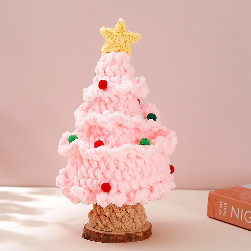 Style Star Red Ball Christmas Tree Pure Handmade Wool Knitting Finished Holiday Home Desktop Decoration Christmas Creative Gifts
