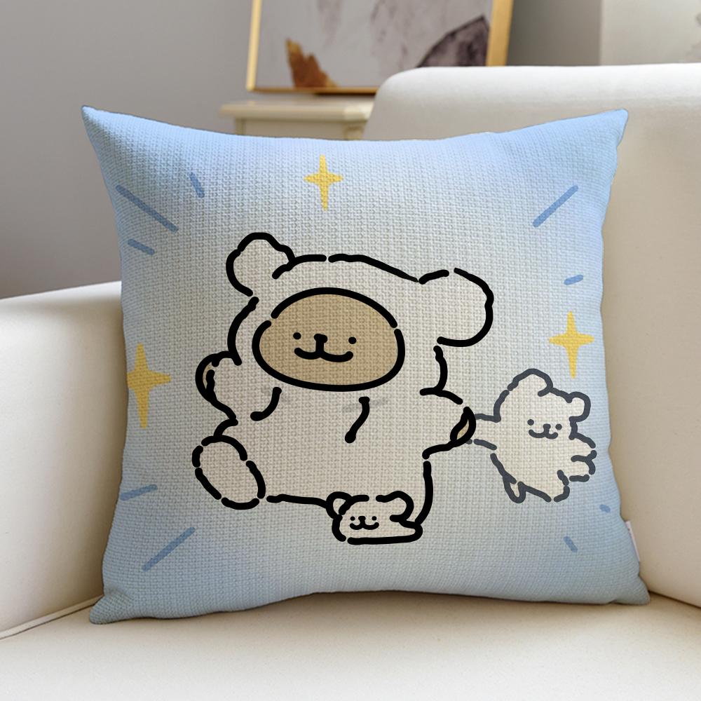 Friendly LLine Friends PuppyS Cushion Cover Breathable and Skinfriendly Linen Pillowcase Square Removable and Washable Cushion