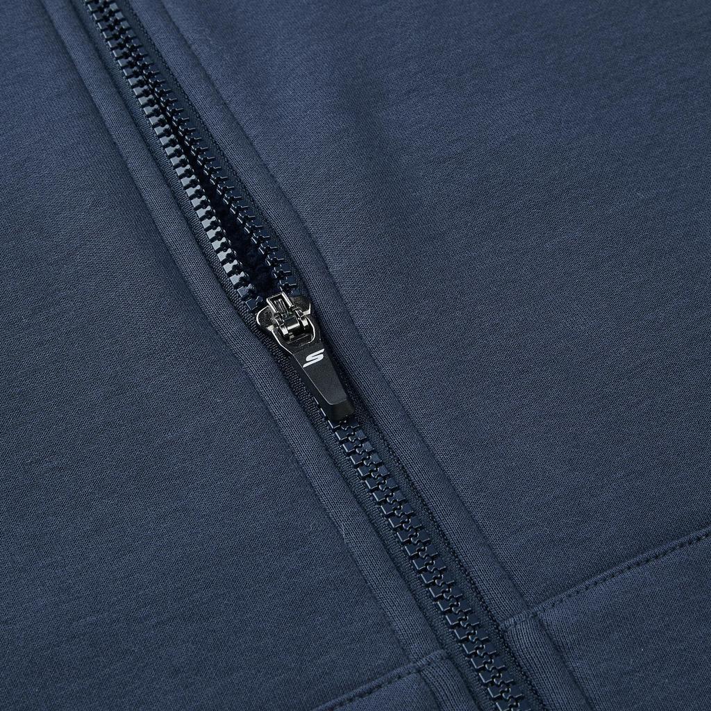 Skechers Hooded Zipper Comfortable Versatile Fleece Cardigan Long Sleeve Sweatshirt Men Outerwear Dark-Blue P424U029-002Z