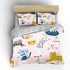 Cute cat pink background pattern Bedding Set for Kids Luxury Gift 3pcs Digital Print Comforter Set Soft Comfortable Breathable