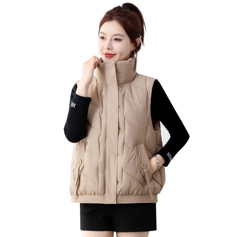 Down Cotton Vest Women's Autumn and Winter New Loose Short Cotton-padded Jacket Stand-up Collar Vest Loose Vest