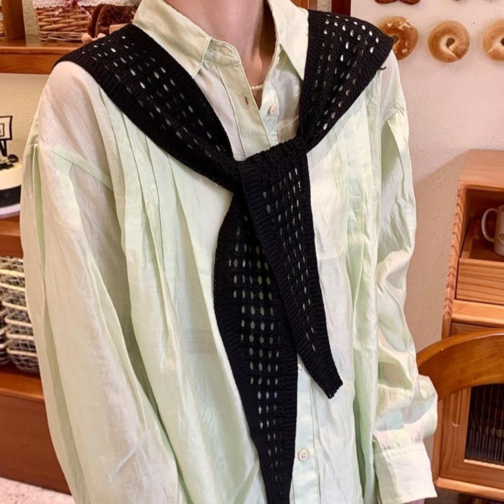 Cape Fake Collar White Hip Scarf Elegant Knitted Shawl  Daily