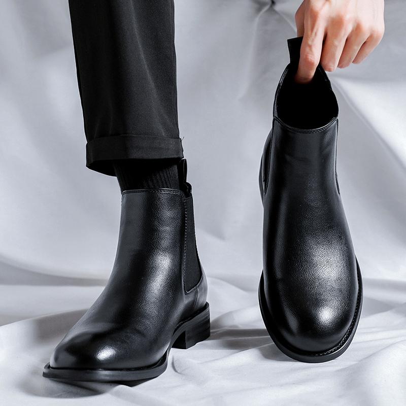 Fashion Business Low Heeled Men's Boots Chelsea Boots Leather Outdoor Formal Men Ankle Boots Luxury Brand Handmade Designer Casual Shoes