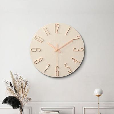Elegant 12inch Wall Hanging Clock Round Shape 3D Number Decorative Wall Clock Silent Easy Installation Scale Clock Living Room