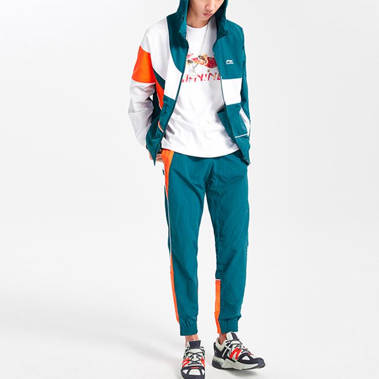 Li Ning Locker Geschnittenes Sport-Hoodie-Jacke mit durchgehendem Reißverschluss Herrenjacken Ozeanblau AFDQ395-2