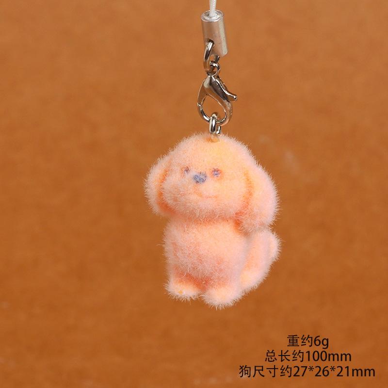 Flocked Puppy for Women Girl Mobile Phone Lanyard Dog Lovers Bag Charms Tremdy Key Chains Couple Friend Kids Gift Bag Charm