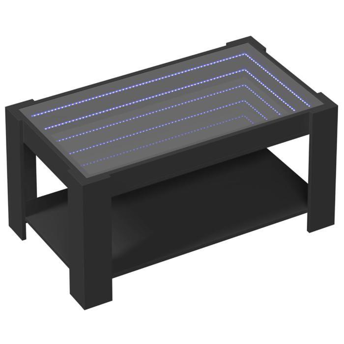 VidaXL Table basse avec LED noir 93x53x45 cm bois d'ingénierie, table d'appoint, table de salon, table latérale, bout de 847554