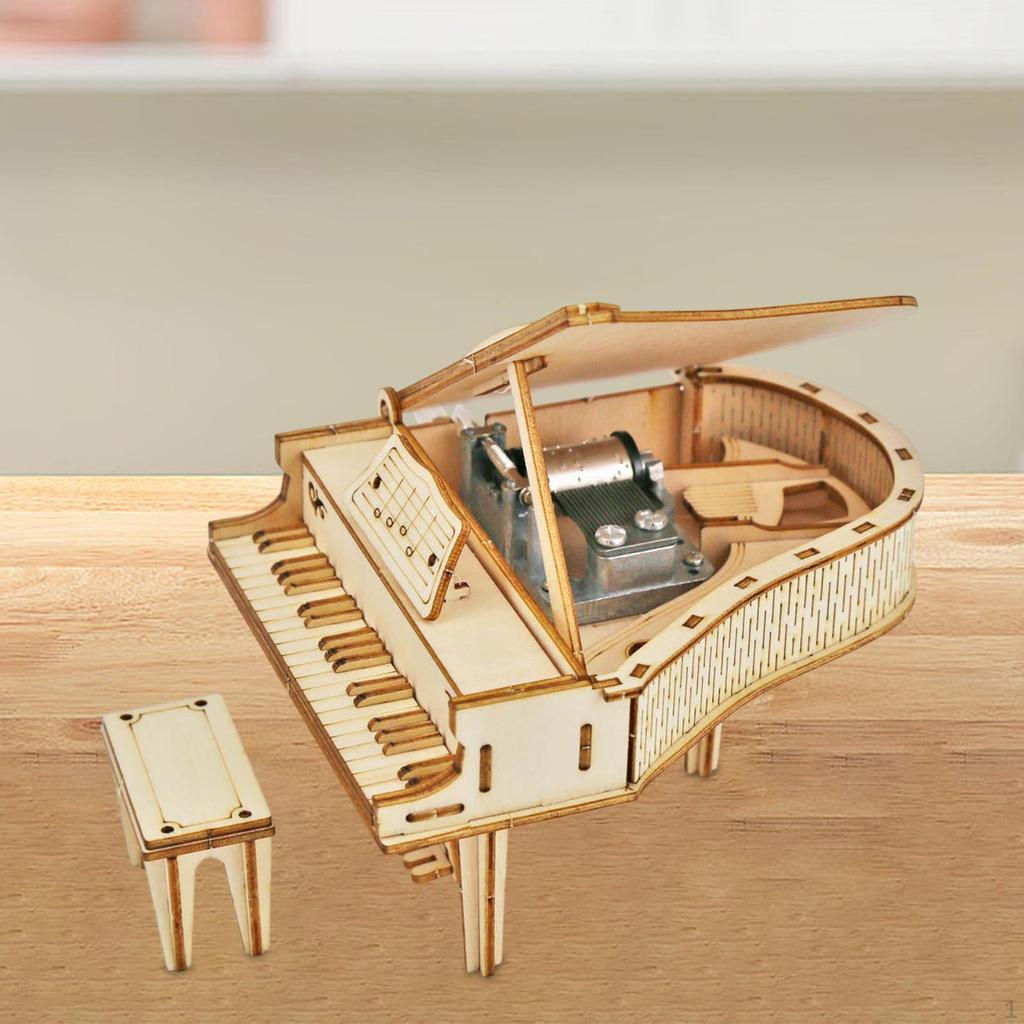 3D puzzle pro dospělé Hrací skříňka s pianem, Dřevěné puzzle Sestavitelná hračka Stavebnice modelů k sestavení