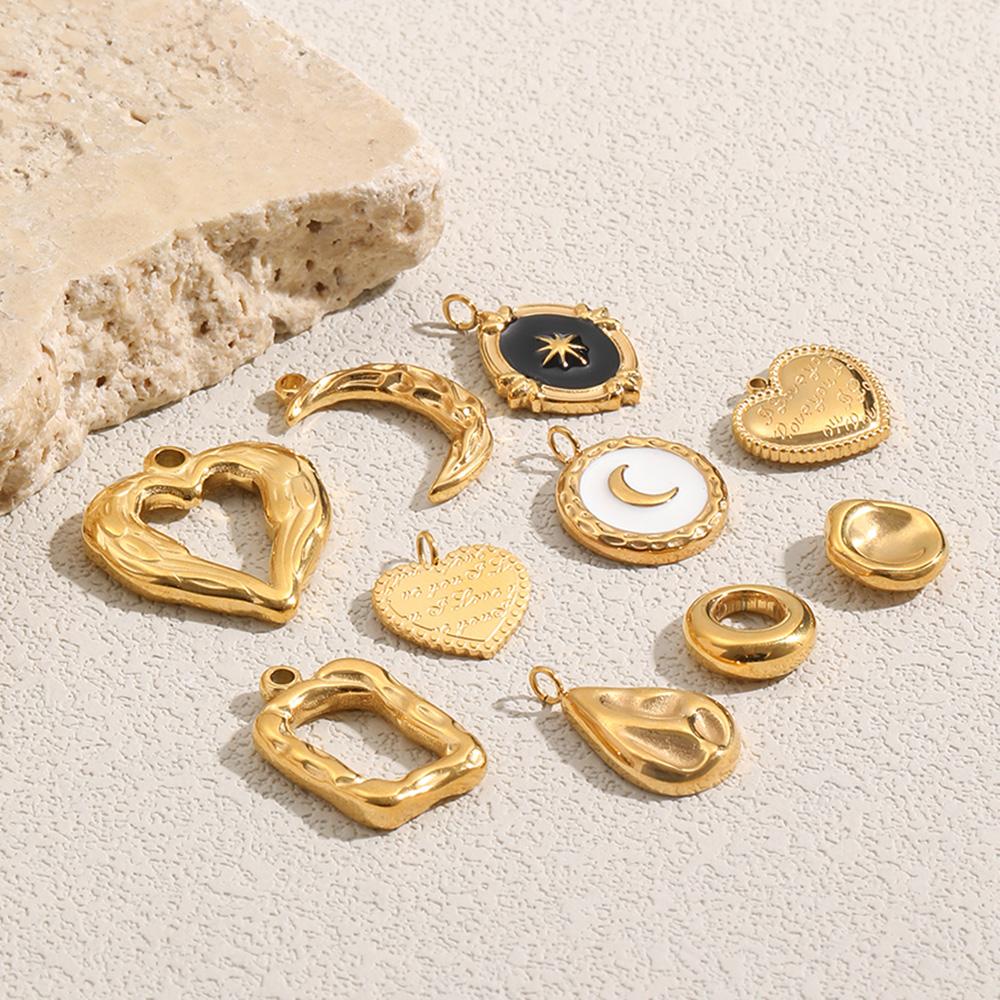 MamacitaSlay 316L Stainless Steel Heart Irregular Charms 18K Gold Plated Waterproof Jewelry For DIY Earrings Necklace Bracelet