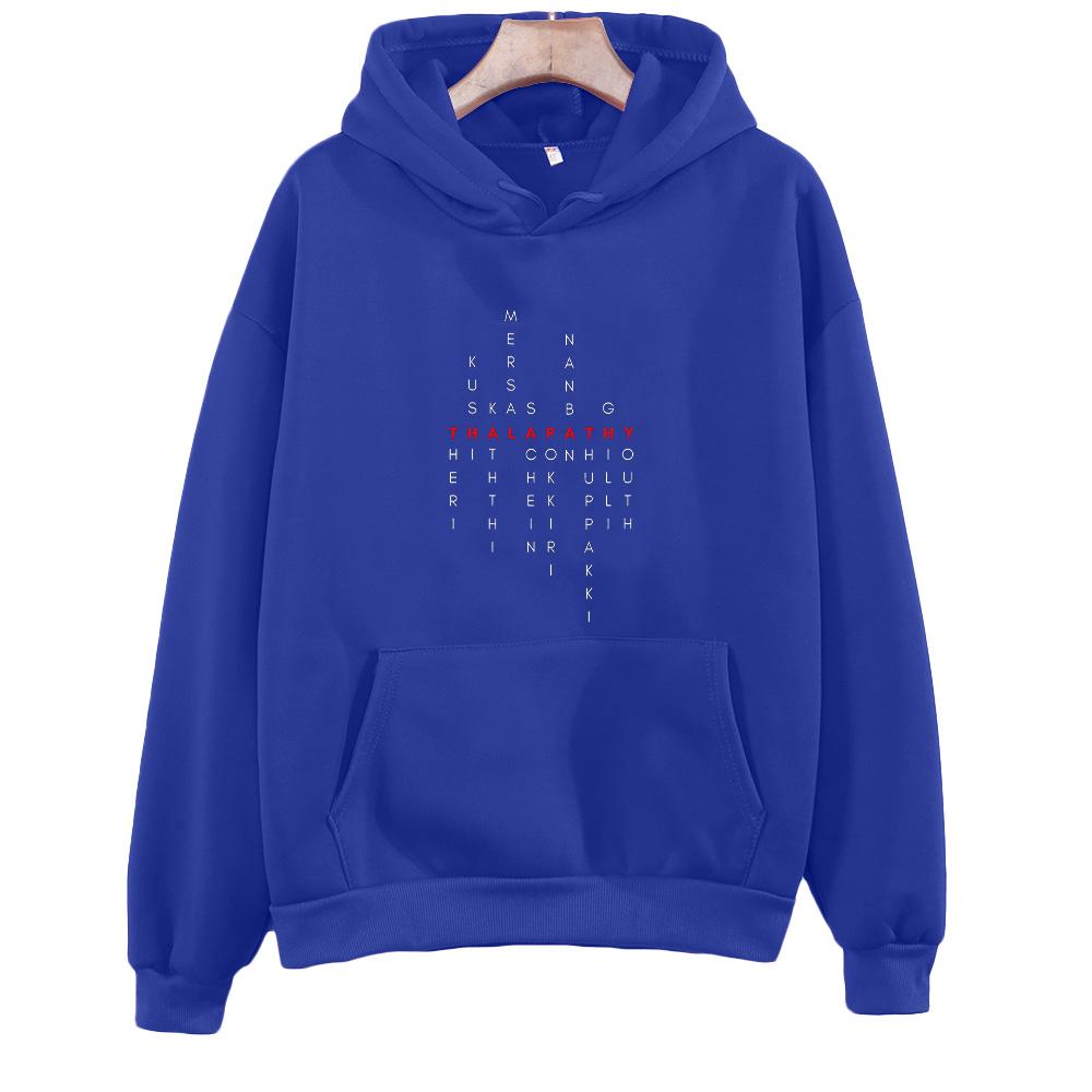 

Thalapathy Vijay Tamil Movie Titles Red Classic Hoodies Vijay Merch Clothing Unisex Long Sleeve Sweatshirts Loose Casual Hoody L темно-синього кольору