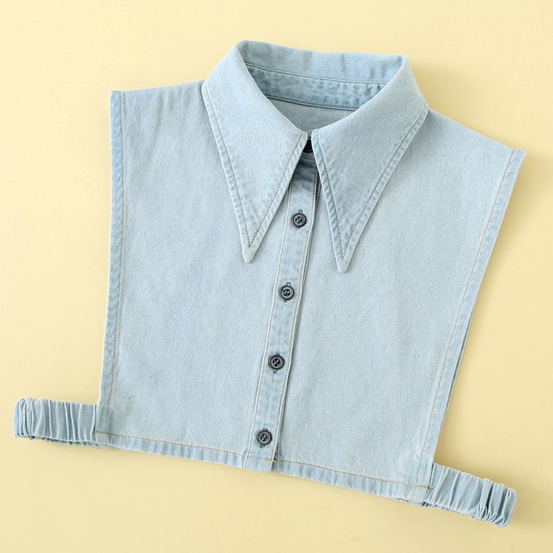 Unisex XXL Denim Shirt Fake Collar for Mens Suits Detachable Collar Big Pointed Lapel Vest Style False Collars for Womens