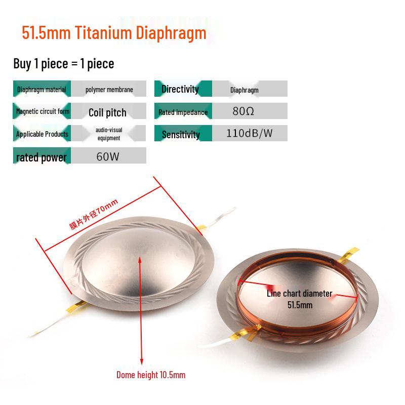 25-51 Core Tweeter Voice Coil Diaphragm with Round Flat Wire for Speaker Repair
