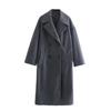 Elegant Warm Women Long Woolen Overcoat Thick Long Sleeve Solid Color Coat