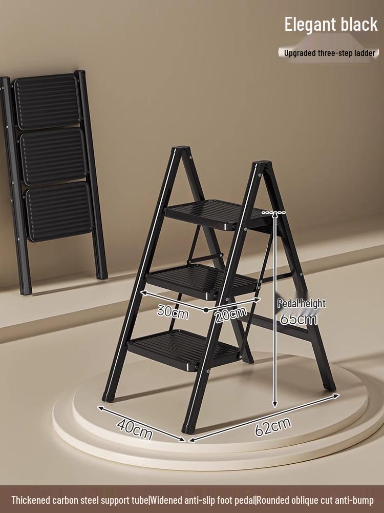 Telescopic Folding A-Frame Ladder: Thickened Indoor Multi-Functional 4-Step Stool