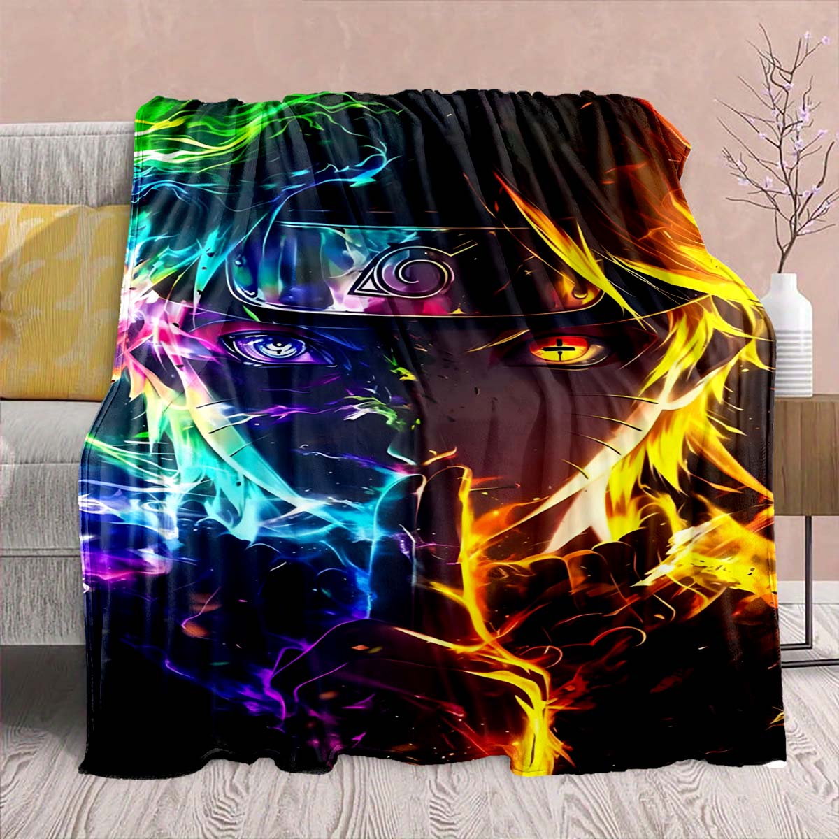 

Naruto Anime Flannel Blanket - Soft Warm Perfect for Sofa, Bedding Camping Travel Office Home Decor -QJY 75x90cm