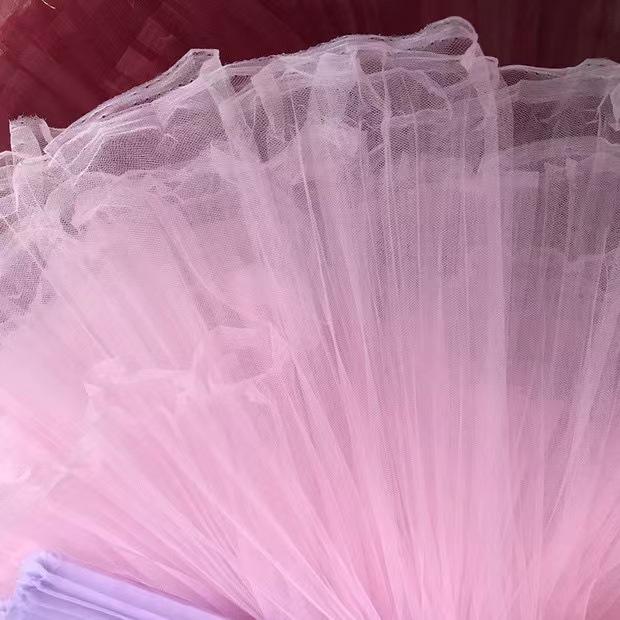 Graduated Designer Handmade Textured Stiff Net Yarn Pleated Fabric
