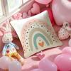 Rainbow Print Pillow Case Anti-Dustmite Pillowcase Invisible Zipper Silky Short Plush Sofa Cushion Cover