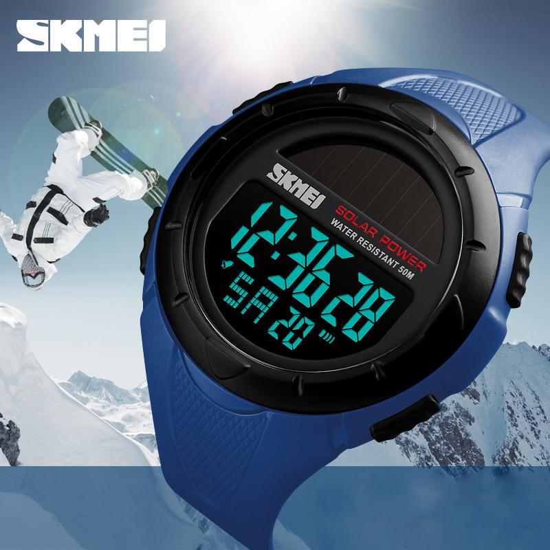 SKMEI Solar Power Mens Sports Watches Luxury Brand Electronic Clock Waterproof LED Digital Watch Men