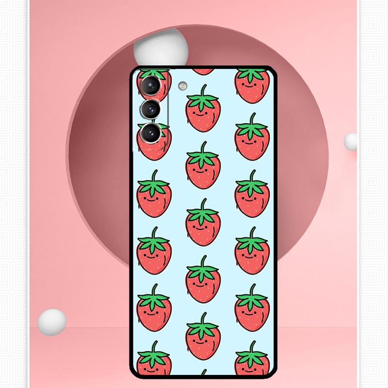 Cute Strawberry Case For Samsung Galaxy S24 Ultra S22 Plus S20 S21 FE S8 S9 S10 Note 10 20 S23 Ultra Cover
