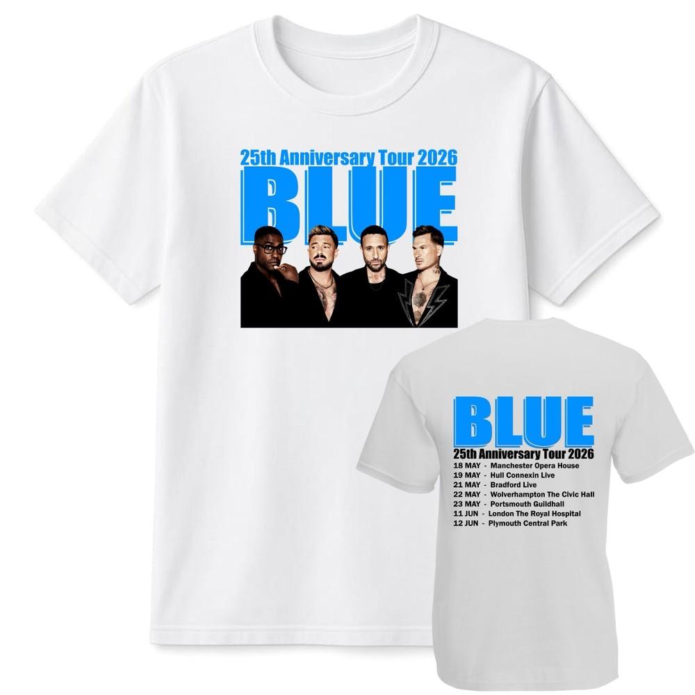 Blue 25th Anniversary Tour TShirt Retro Boy Band Concert Shirt Music Top Tee S