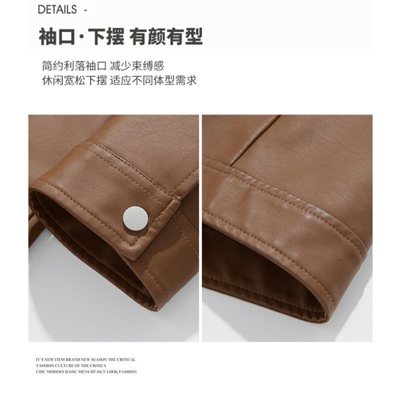 2025 New Jacket Men's Leather Jacket Stand Collar Loose Casual American Top Versatile Jacket for Women's Couples