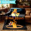 1PC Custom Name Blanket Cat Dog Adventure Flannel Blankets Patterns Throw Blanket All-Season Soft Gift for Couch, Bed, Camping, Birthday Gifts