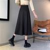 Women's Black High Waist A-Line Skirt 2025 - Mid-Length, Irregular Hem, Slimming, Hip-Covering Umbrella Design