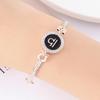 12 Zodiac Signs Bracelet for Women, Rose Gold Plated Inlaid Diamond Constellation Bangle, Fashion Couple Jewelry Gift