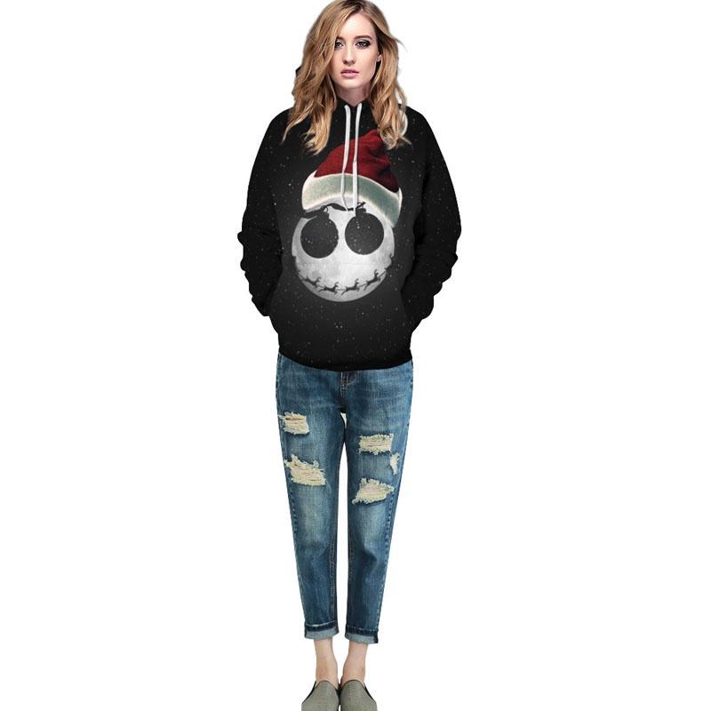 Women Hoodies Men Sweatshirt Snow Man Print Christmas Gift Casual Pullover Top
