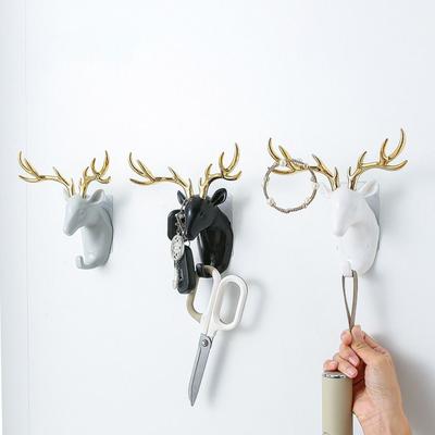 ABS Deer Head Hanging Hook Wall-Mounted Hat Key Hanger New Home Decoration