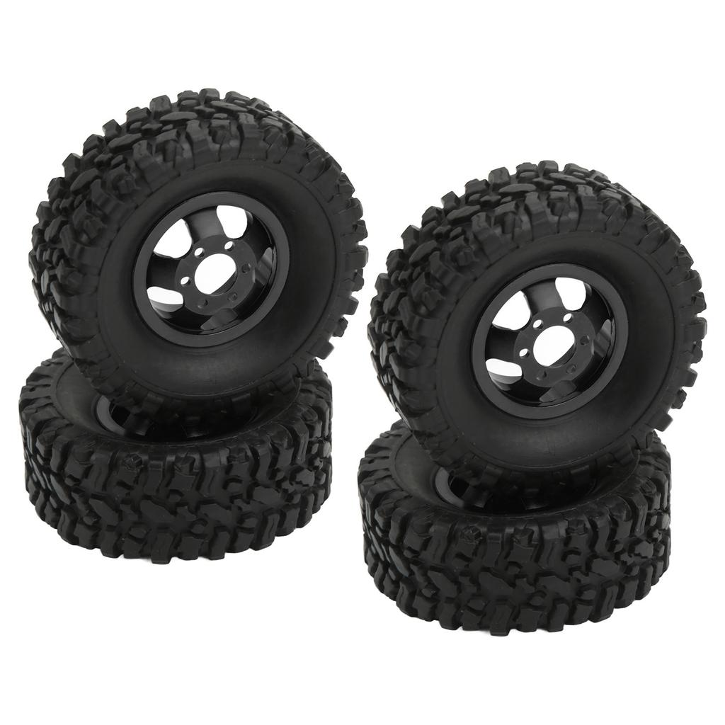 4WD Rubber Tires Aluminum Alloy Wheel Hub for WPL C14 C24 B14 B24 B16 B36 1 16 RC Car Upgrade PartBlack