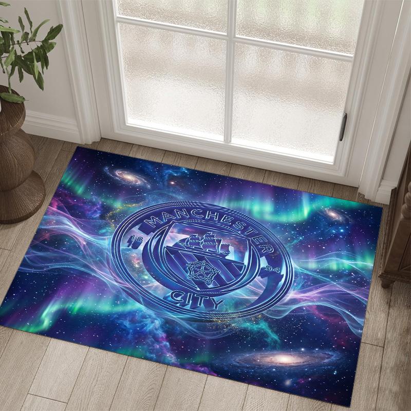 Manchester City Design Crystal Velvet Carpet Cozy Non?Slip Printed Rug For Bedroom Living Room Entrance