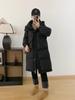 Women's Korean Style Mid-Length Down Jacket - Hooded, Waist-Cinching, Loose Fit, Over-the-Knee, Thick Winter Coat.