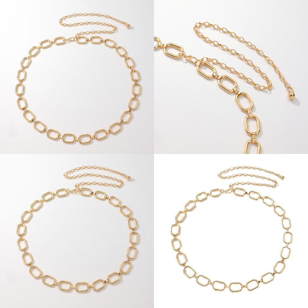 Geometric Oval Metal Belt Chain For Women With Elegant Design For Casual And Office Wear