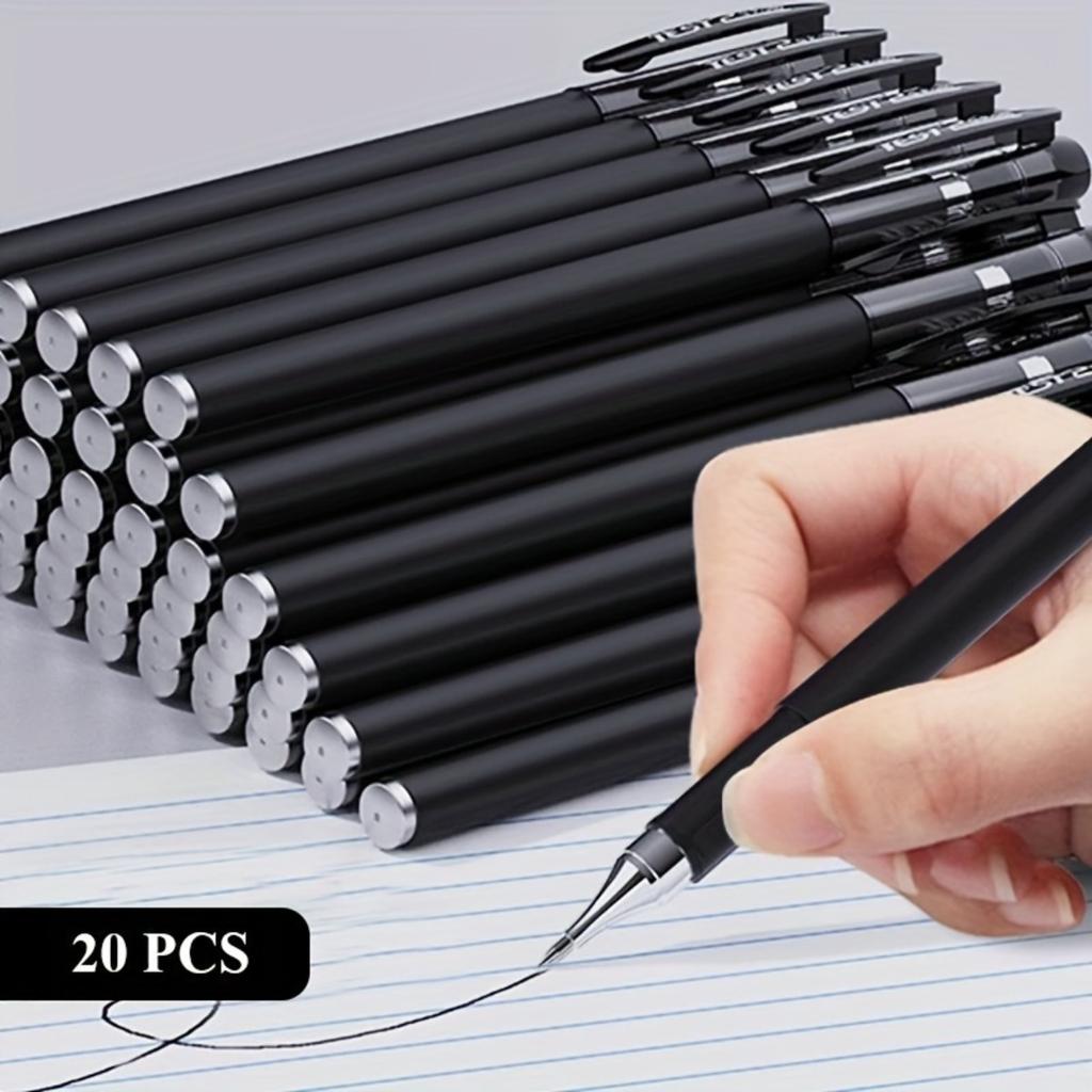 20 kusů černých gelových per 0,5 mm, Vhodné pro školní nebo kancelářské použití, Podpisová pera pro podnikání, Pera na studentské zkoušky