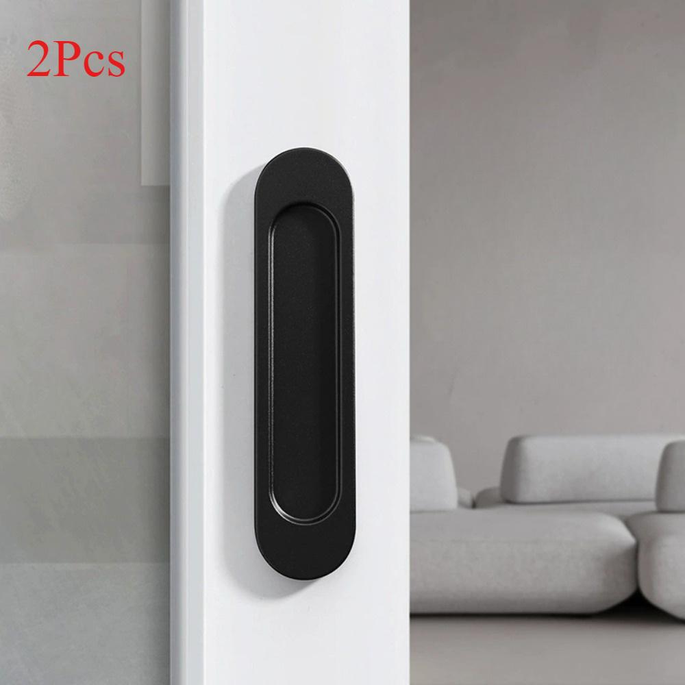

2 шт. Раздвижная ручка для амбарной двери, скрытая мебельная фурнитура, самоклеящиеся ручки для стеклянной двери ванной комнаты Black-R